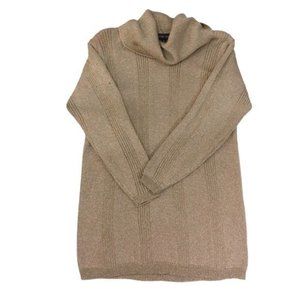 Vintage 1980s Women’s Gold Metallic Cowl Neck Sweater Size M